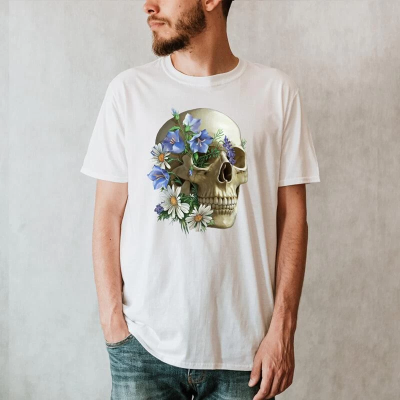 Skull Unisex T-Shirt - Floral 4 Skull Unisex T-Shirt - Floral - Image 2