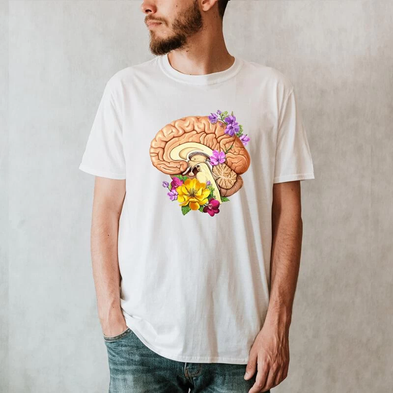 Brain II Unisex T-Shirt - Floral 4 Brain II Unisex T-Shirt - Floral - Image 2