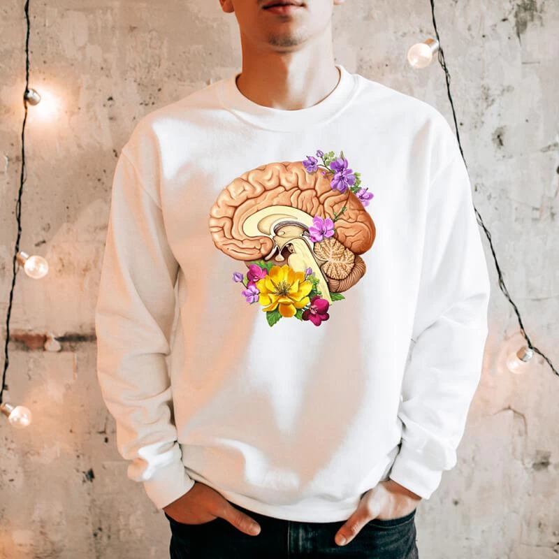 Brain II Unisex Sweatshirt - Floral 4 Brain II Unisex Sweatshirt - Floral - Image 2