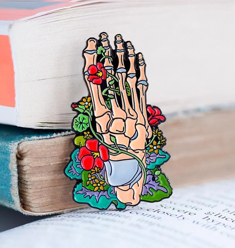 Foot Skeleton With Flowers - Enamel Pin 3 Foot Skeleton With Flowers - Enamel Pin