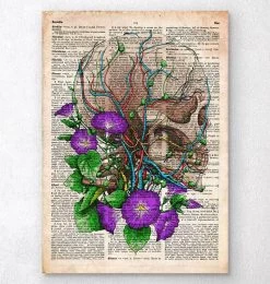 Skull With Flowers - Old Dictionary Page