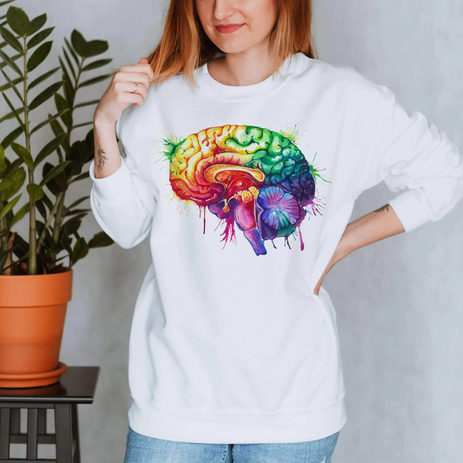 Brain Unisex Sweatshirt - Watercolor 3 Brain Unisex Sweatshirt - Watercolor