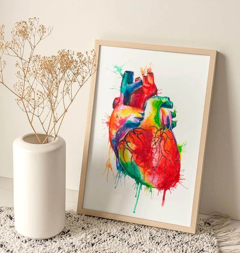 Heart Anatomy Art - Watercolor Splash 4 Heart Anatomy Art - Watercolor Splash - Image 2