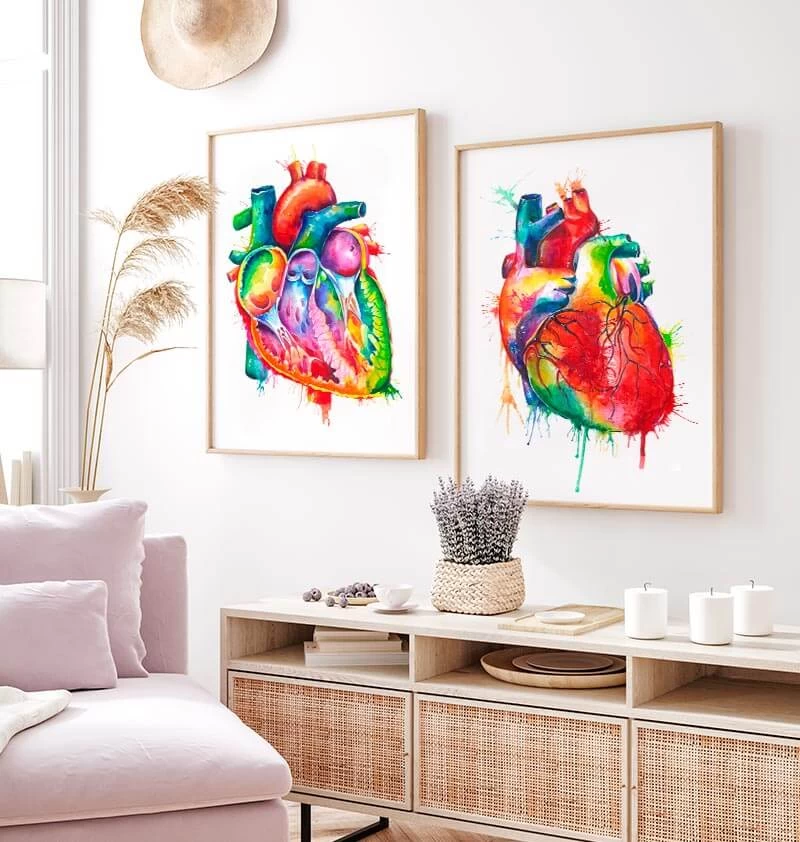 Heart Anatomy Art - Watercolor Splash 5 Heart Anatomy Art - Watercolor Splash - Image 3