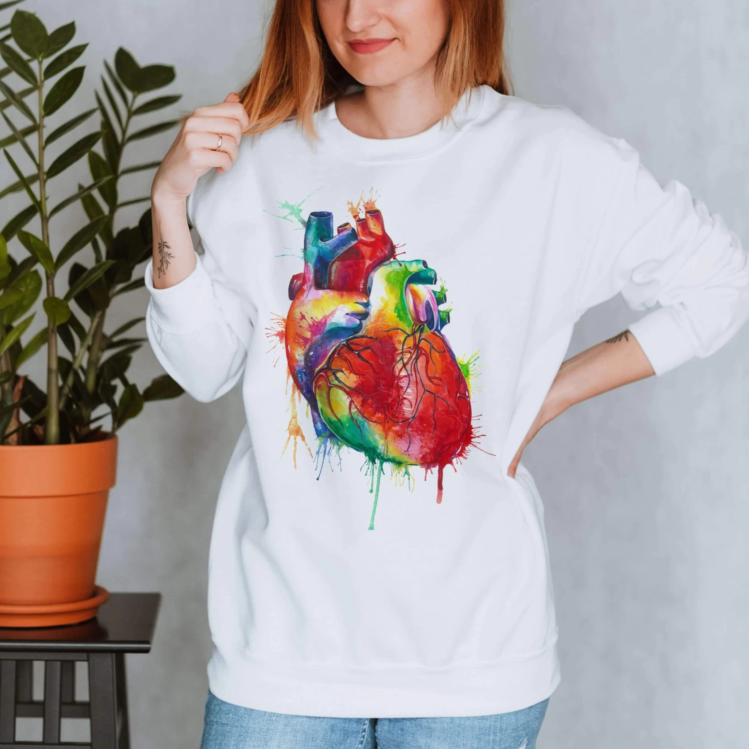 Heart III Unisex Sweatshirt - Watercolor 3 Heart III Unisex Sweatshirt - Watercolor