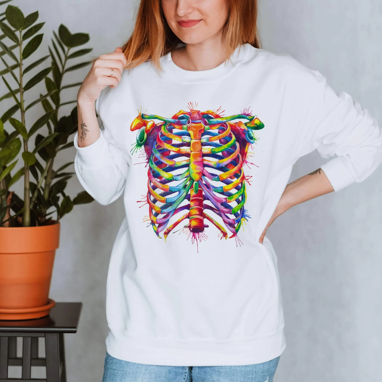 Rib Cage Unisex Sweatshirt - Watercolor 3 Rib Cage Unisex Sweatshirt - Watercolor