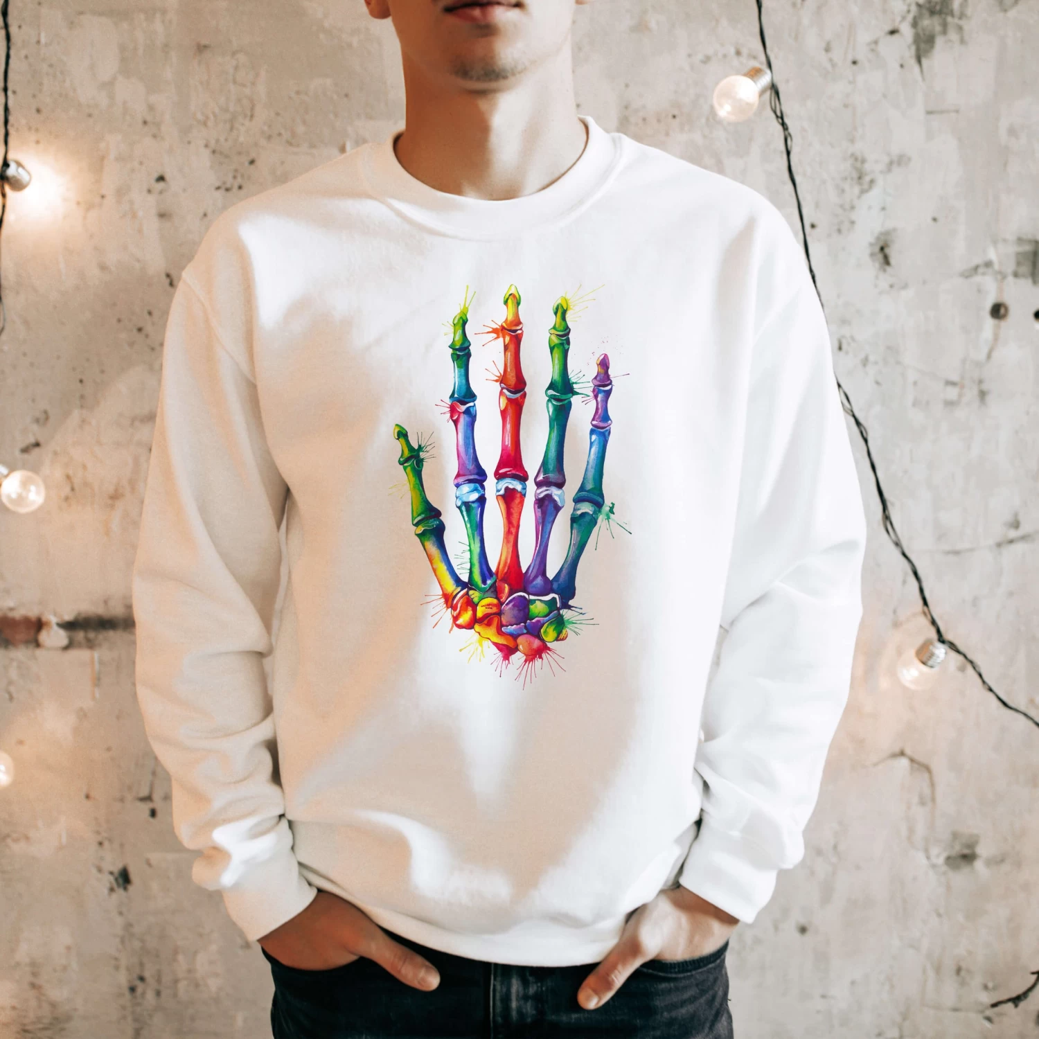 Hand Unisex Sweatshirt - Watercolor 4 Hand Unisex Sweatshirt - Watercolor - Image 2