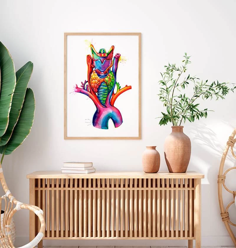 Larynx, Thyroid And Aorta - Watercolor Splash Anatomy Art 4 Larynx, Thyroid And Aorta - Watercolor Splash Anatomy Art - Image 2