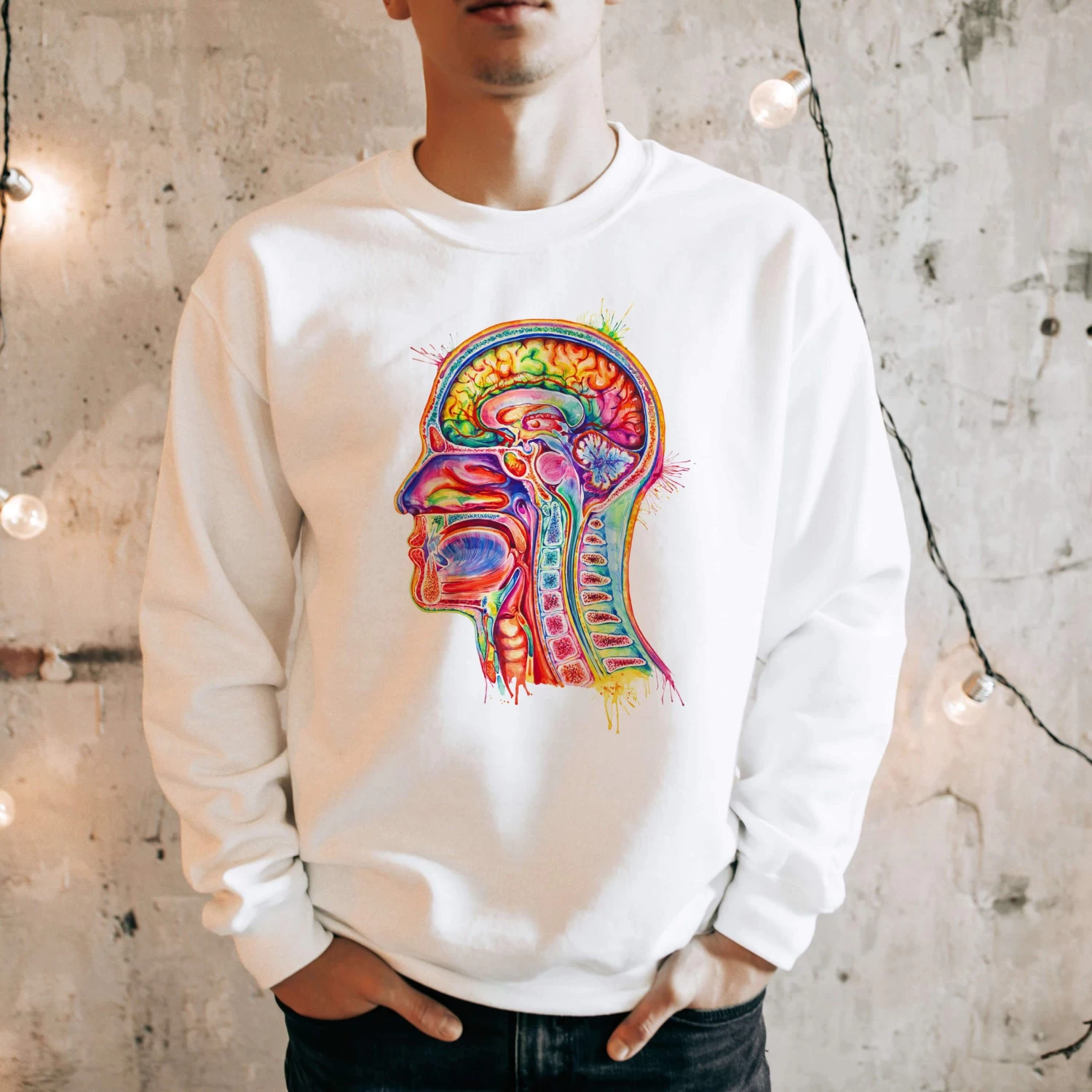 Head Section Unisex Sweatshirt - Watercolor 4 Head Section Unisex Sweatshirt - Watercolor - Image 2