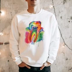 Tooth Unisex Sweatshirt - Watercolor -Codex Anatomicus Shop LPA313 Tooth lifestyle S men