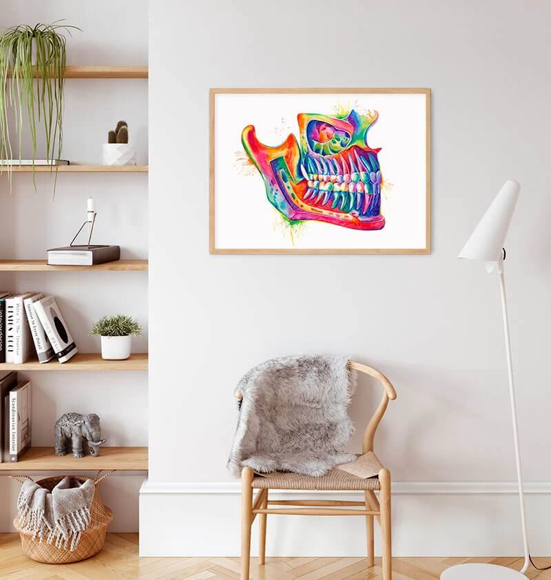 Jaw Dental Anatomy Art - Watercolor Splash 4 Jaw Dental Anatomy Art - Watercolor Splash - Image 2