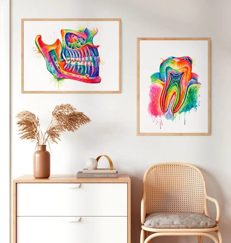 Jaw Dental Anatomy Art - Watercolor Splash 5 Jaw Dental Anatomy Art - Watercolor Splash - Image 3