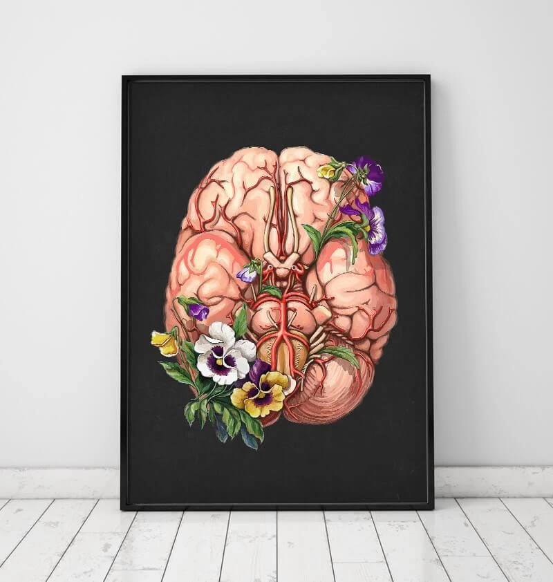 Brain Anatomy - Floral - Black 4 Brain Anatomy - Floral - Black - Image 2
