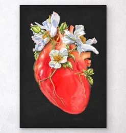 Heart Anatomy II - Floral - Black