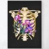 Rib Cage Anatomy - Floral - Black