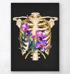 Rib Cage Anatomy - Floral - Black