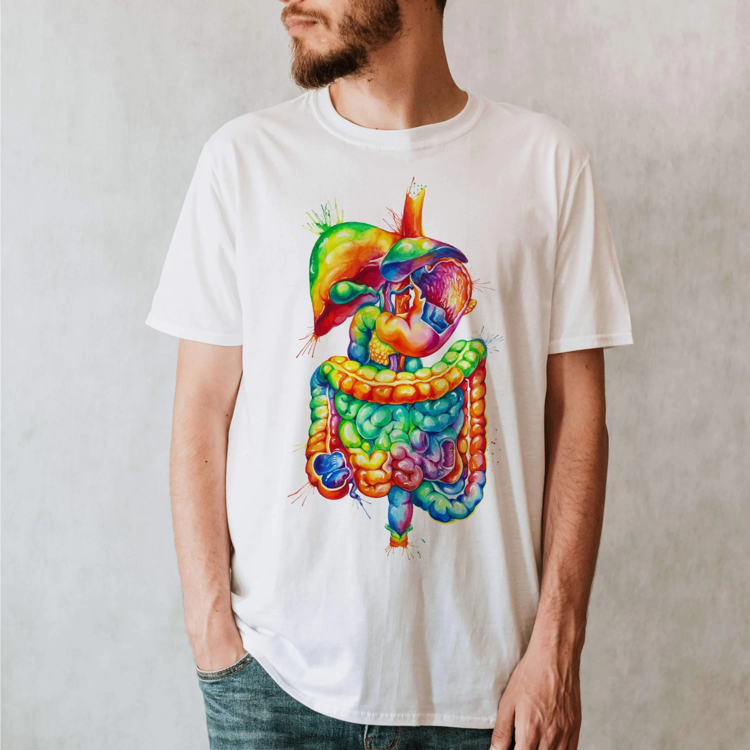 Digestive System Unisex T-Shirt - Watercolor 4 Digestive System Unisex T-Shirt - Watercolor - Image 2