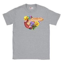 Pancreas Unisex T-Shirt - Floral -Codex Anatomicus Shop LPA354 Pancreas GrayT