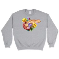 Pancreas Unisex Sweatshirt - Floral -Codex Anatomicus Shop LPA354 Pancreas GreyS