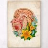 Head Section Anatomy - Floral - Old Paper