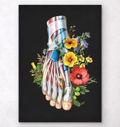 Foot Anatomy - Floral - Black