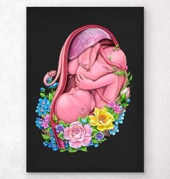 Fetus In A Womb - Floral - Black