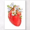 Heart Anatomy II - Floral - White -Codex Anatomicus Shop LPA415