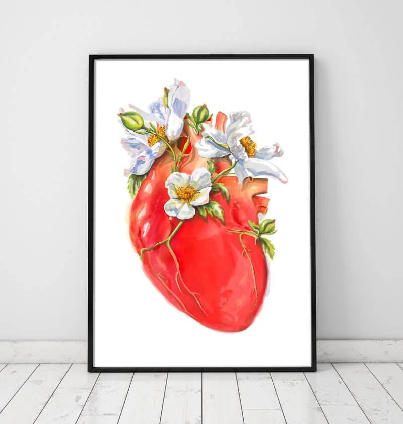Heart Anatomy II - Floral - White 4 Heart Anatomy II - Floral - White - Image 2