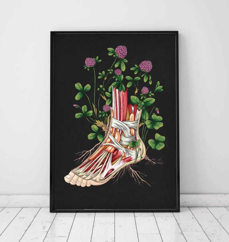 Floral Foot Anatomy - Black 4 Floral Foot Anatomy - Black - Image 2