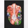 Male Back Muscles - Floral - Black -Codex Anatomicus Shop LPA435