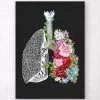 Anatomical Lungs With Flowers - Black 1 Anatomical Lungs With Flowers - Black -Codex Anatomicus Shop LPA445