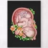 Fetus In A Womb II - Floral - Black -Codex Anatomicus Shop LPA460
