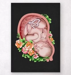 Fetus In A Womb II - Floral - Black