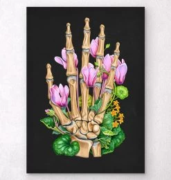 Bones Of A Hand - Floral - Black