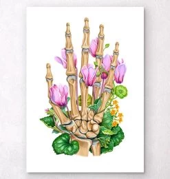 Bones Of A Hand - Floral - White