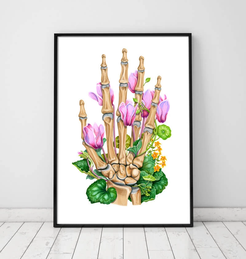 Bones Of A Hand - Floral - White 4 Bones Of A Hand - Floral - White - Image 2