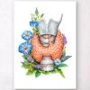Thyroid Anatomy Art - Floral - White -Codex Anatomicus Shop LPA509
