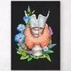 Thyroid Anatomy Art - Floral - Black