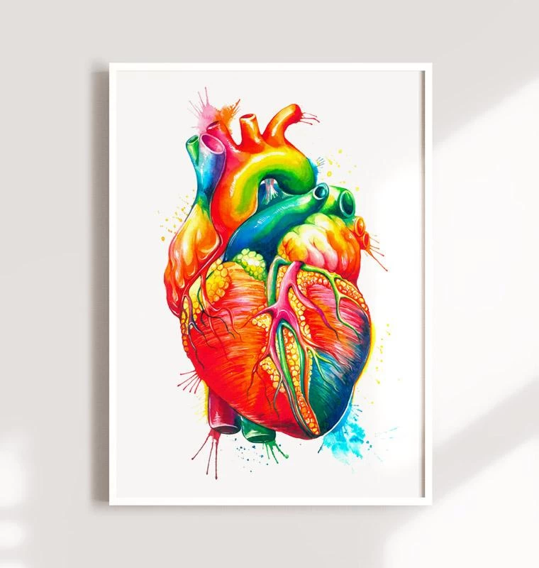 Anatomical Heart Art II - Watercolor Splash 4 Anatomical Heart Art II - Watercolor Splash - Image 2