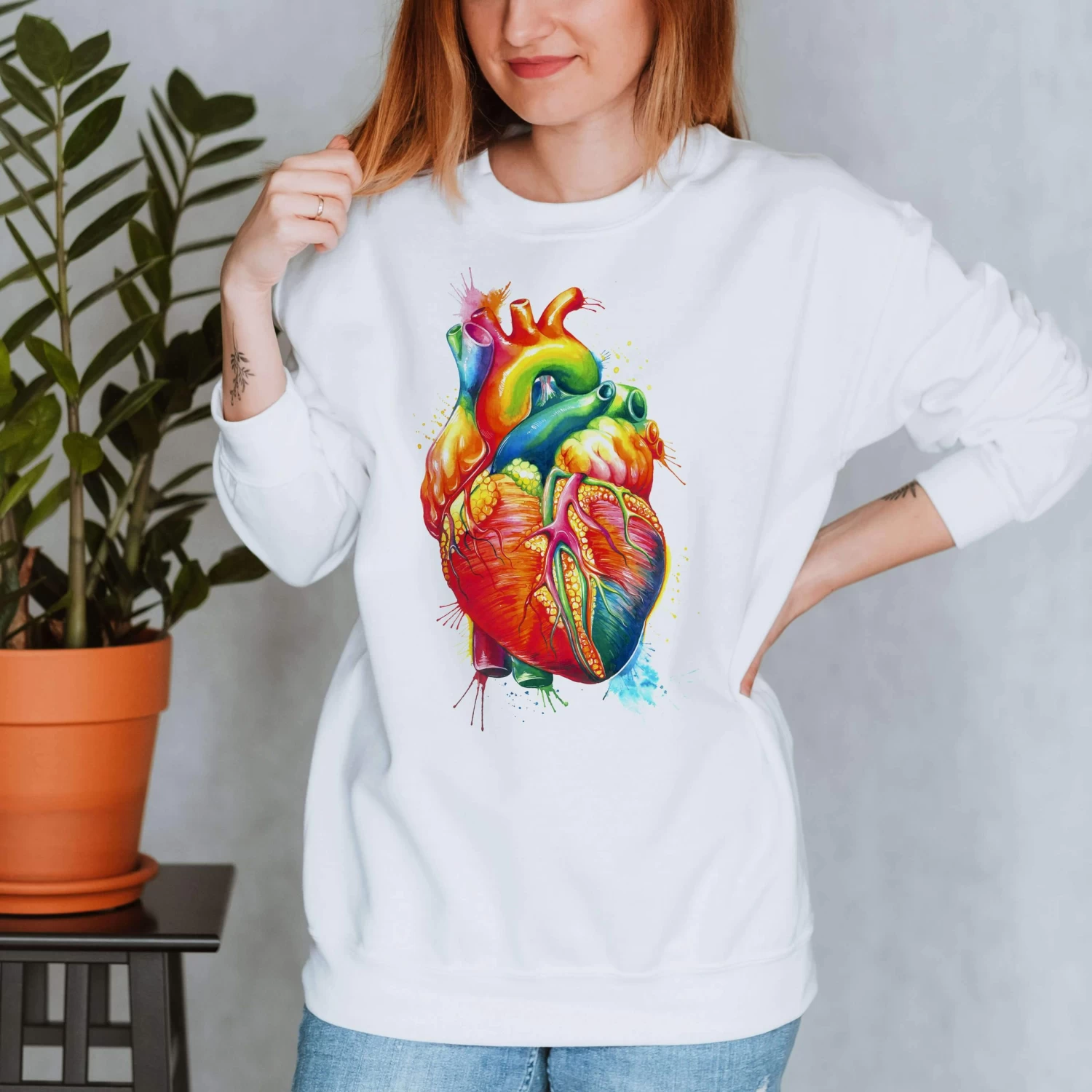 Heart II Unisex Sweatshirt - Watercolor 3 Heart II Unisex Sweatshirt - Watercolor