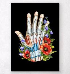 Hand Anatomy - Floral - Black