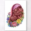 Fetus With Flowers - Dark Skin Tone -Codex Anatomicus Shop LPA533