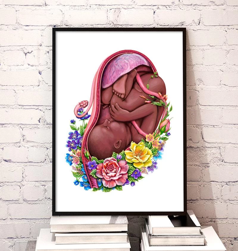 Fetus With Flowers - Dark Skin Tone 4 Fetus With Flowers - Dark Skin Tone - Image 2