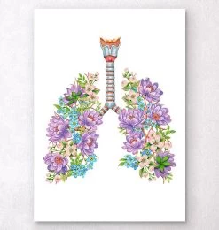 Lungs Anatomy - Floral - White