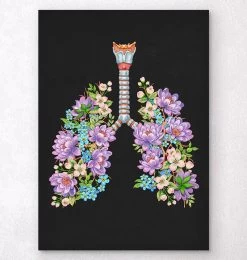 Lungs Anatomy - Floral - Black