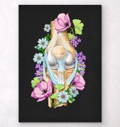 Knee Anatomy - Floral - Black
