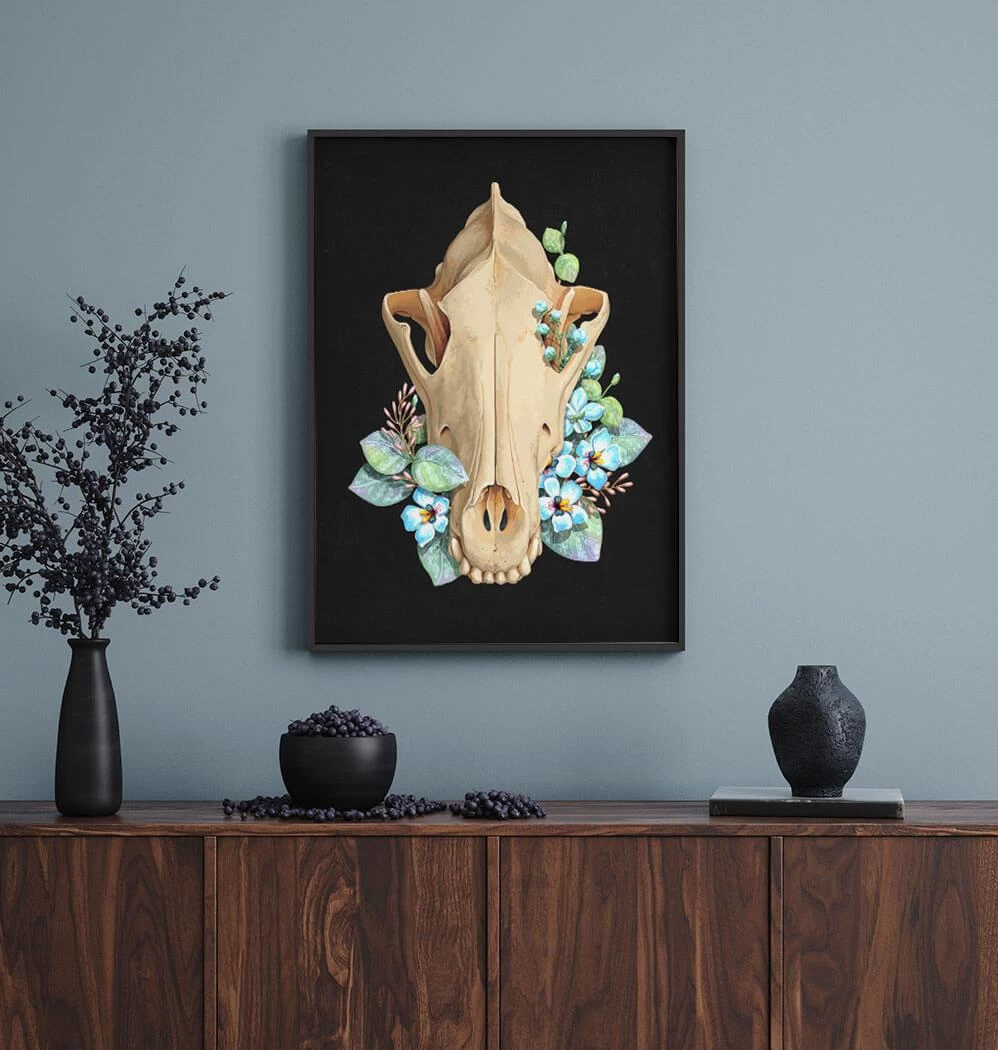 Dog Skull - Floral - Black 4 Dog Skull - Floral - Black - Image 2