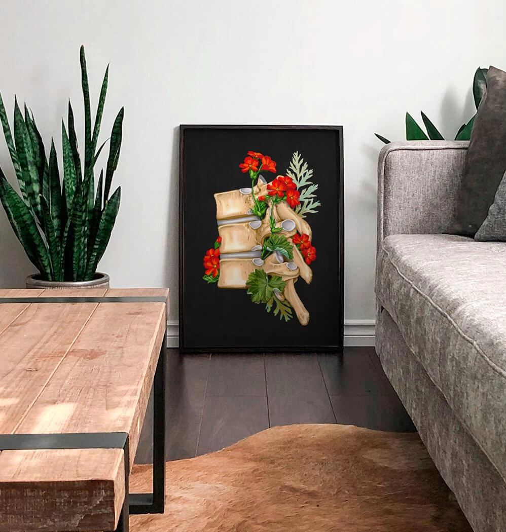 Spine Anatomy II - Floral - Black 4 Spine Anatomy II - Floral - Black - Image 2