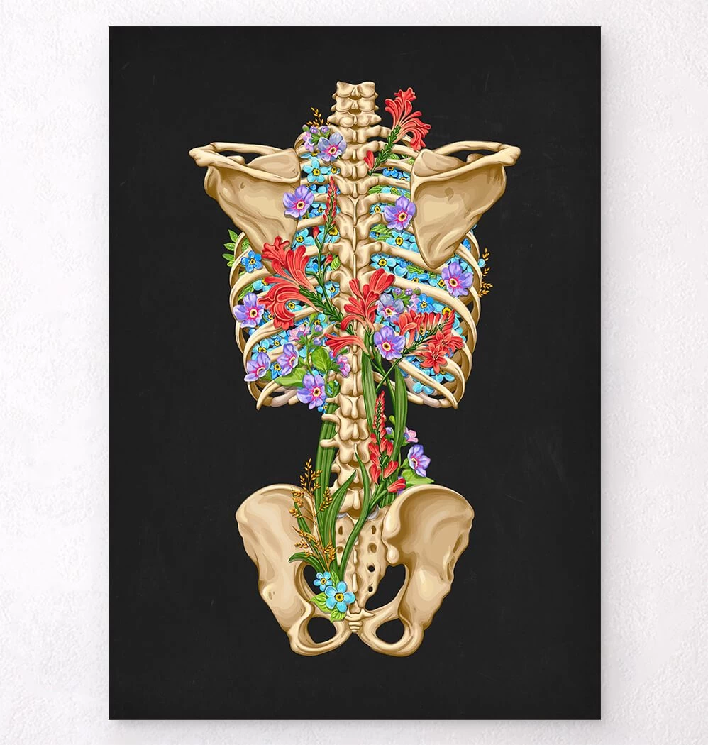 Back Skeleton - Floral - Black 3 Back Skeleton - Floral - Black