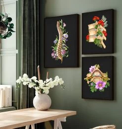 Cervical Vertebrae - Floral - Black -Codex Anatomicus Shop LPA562 3 16bf70bd d1c3 4b22 ba9a d9cdd6fa0158